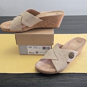 UGG Beige Wedge Sandals